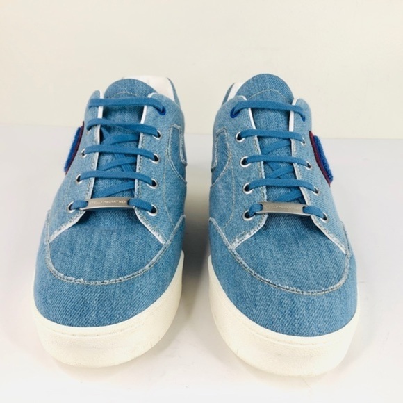 Stella McCartney Embroidered Denim Logo Sneakers - Picture 3 of 12